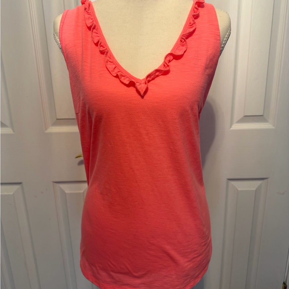 Lilly Pulitzer Coral Ruffle V-Neck Tank Top